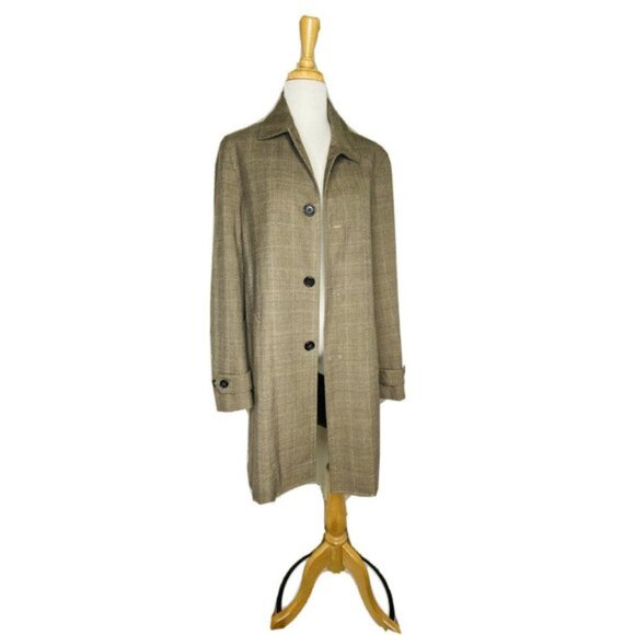 Banana Republic Plaid Car Coat Size Small Tan - Picture 3 of 10